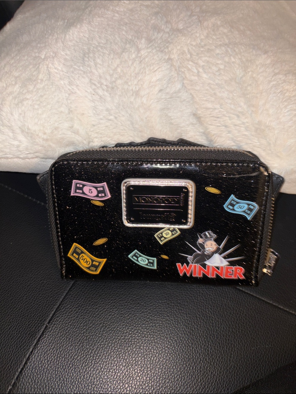 Loungefly Black Glitter Monopoly 'Winner' Zip Wallet NEW ~ Thank You Gorgeous 👑🌹